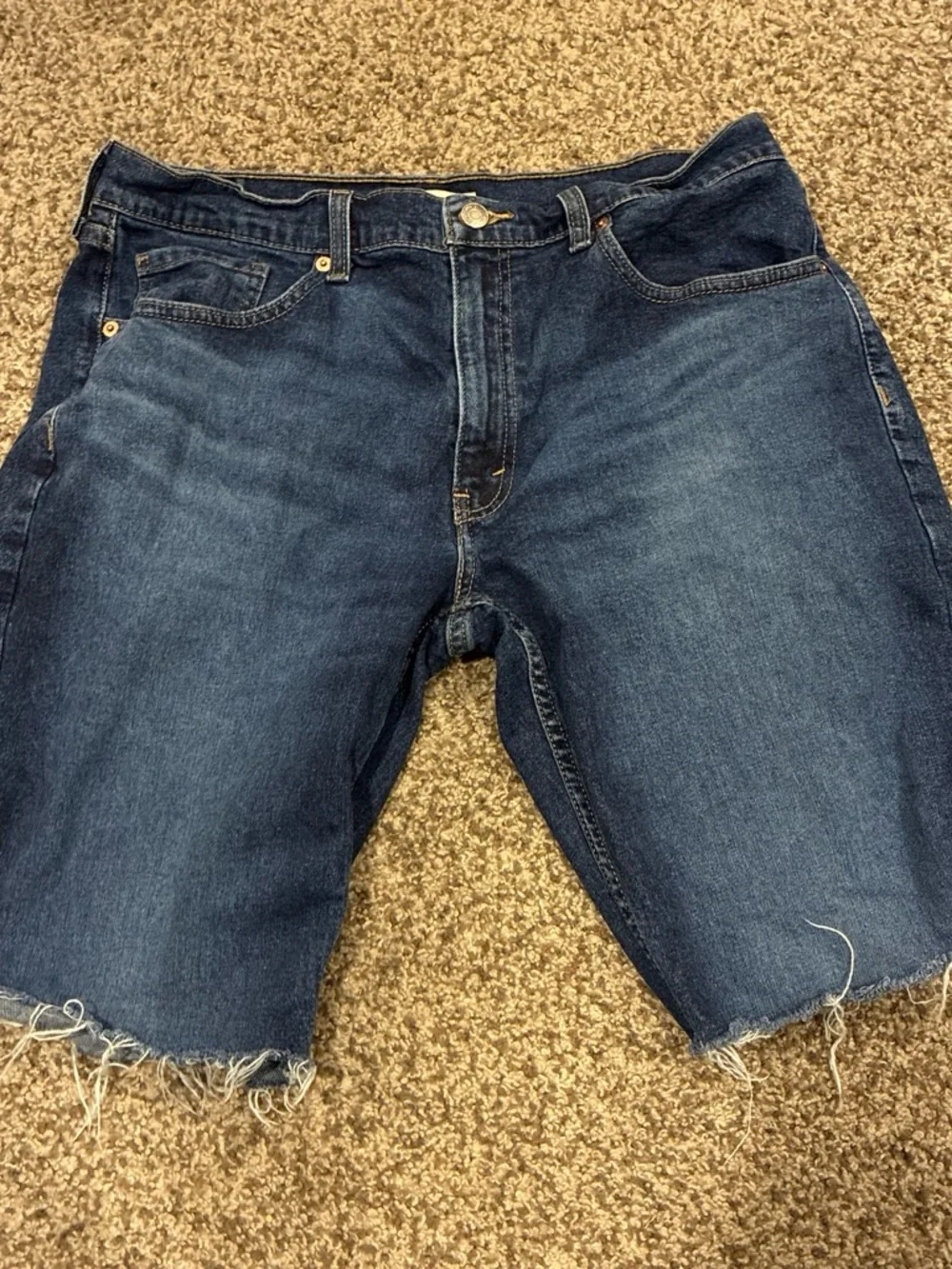 Signature by Levi Strauss Dark Blue Denim Cutoff Shorts